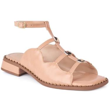 Imagem de Sandália Salto Baixo Boho Chic 2,5cm | Palmilha Acolchoada Napa Soft | Sola PVC Antiderrapante | Tamanhos 34-40(Nude,34)