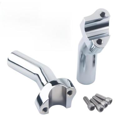 Imagem de FINMOKAL Elevadores de guidão de 11,4 cm de altura para guidão de 2,5 cm, compatível com Harley Dyna/Street bob/Softail/Sportster e outros modelos (cromado)