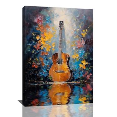 Imagem de Arte de parede de guitarra Graffiti instrumento de guitarra imagens pintura amante da música decoração de parede emoldurada decoração de arte para sala de música banheiro sala de estar quarto