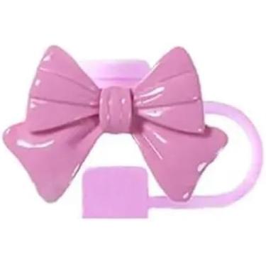 Imagem de Capa de palha de laço rosa para copo Stanley de 10 mm e 850 g, tampa de silicone de 10 mm para acessórios de copo Stanley, bonito topo de palha para copos, tampa de palha para tampas de ponta de