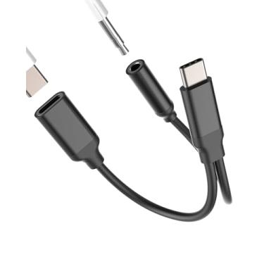 Imagem de Adaptador USB C para conector de fone de ouvido de 3,5 mm 2 em 1 para iPhone 16 15 Pro Max para iPad para Apple compatível com Samsung tipo C adaptador de carregador de cabo auxiliar de áudio dongle