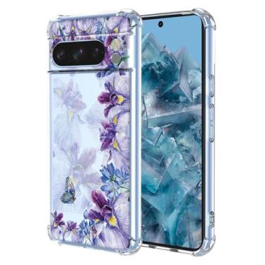Imagem de WEIOUHR Capa para Pixel 8 Pro Google 8 Pro com design de impressão de íris de TPU macio transparente, resistente a choques e arranhões, para Google Pixel 8 Pro (roxo íris)
