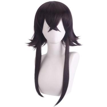Imagem de Peruca de cosplay marrom escuro em camadas de 60 cm, resistente ao cal