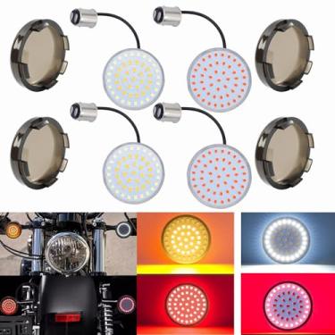 Imagem de CycleRev Luzes de seta LED 1157 dianteiras e traseiras com capa de lente fumê de 5 cm, compatível com Harley Street Glide, Road Glide, Sportster, Dyna, Softail, Iron 883, Touring (1986-2025)
