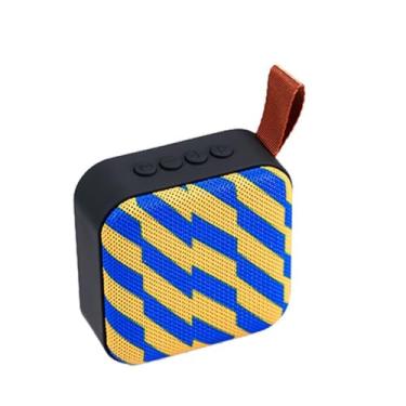 Imagem de Mini Caixa de Som Portátil AL 1115 - Caixa Som Bluetooth com Rádio FM, Bateria 300mAh e Alça(Listras Amarelos)