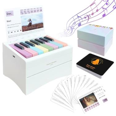 Imagem de Calendário de mesa de piano 2026, mini calendário de piano reproduzível com 52 partituras musicais semanais, presente inspirado em 27 cartões para fãs e decoração de casa – Branco