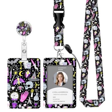 Imagem de Cordão retrátil para crachá de identificação com clipe e chaveiro, ajustável, bonito carretel de separação, durável e perfeito para mulheres enfermeiras, professoras e trabalhadoras de escritório