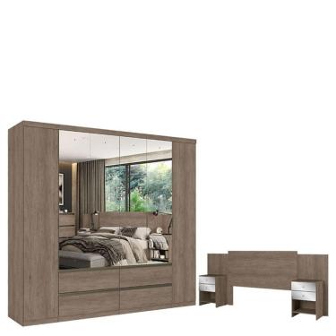 Imagem de Guarda Roupa Casal Nobre Full Glass 6 Portas Rustic Acetinado E Cabeceira Formosa Glass Rustic- Thb