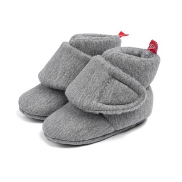 Imagem de Botas macias para bebês meninos e meninas botas de algodão quentes First Walkers Meias aconchegantes para bebês, Cinza, 12-18 Months Toddler