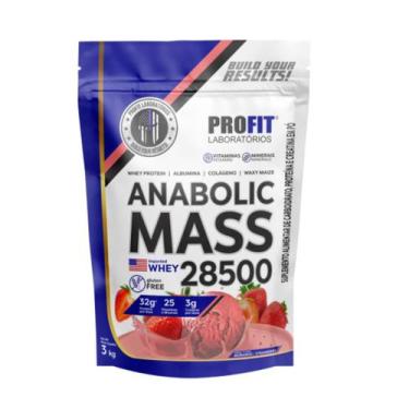 Imagem de Anabolic Mass 28500 3Kg Hipercalórico Profit - Profit Labs, Morango