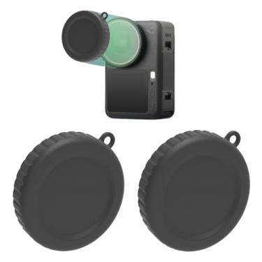 Imagem de SZZCNOX Capa protetora de silicone para lente de câmera, 2 peças, capa protetora contra poeira compatível com acessórios de câmera DJI Osmo Action 6, preta