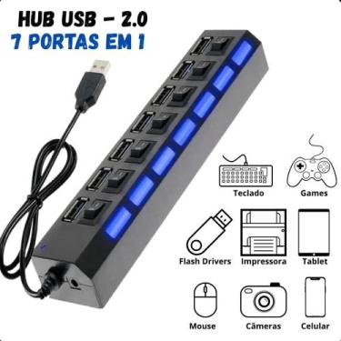 Imagem de Hub Usb 2.0 Com 7 Portas - Conexões Rápidas - ROMI