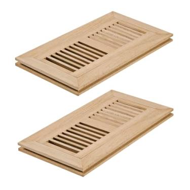 Imagem de Razo Pacote com 2 peças de registro de piso de madeira de carvalho vermelho, ventilação de montagem embutida com amortecedor, 10 x 25 cm (abertura do duto), espessura de 3/4 polegadas, inacabado