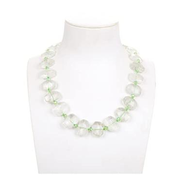 Imagem de URMIBDAI Colares femininos joias 48 cm prasiolite verde ametista grossa retangular colar