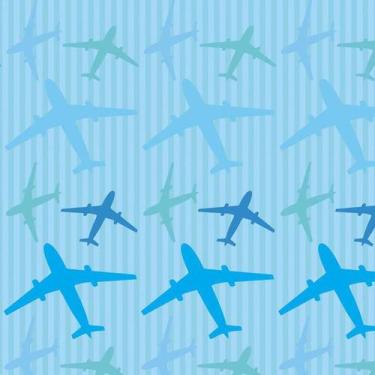Imagem de Papel De Parede Azul Aviões E Listra Autocolante Sala Quarto - LRP