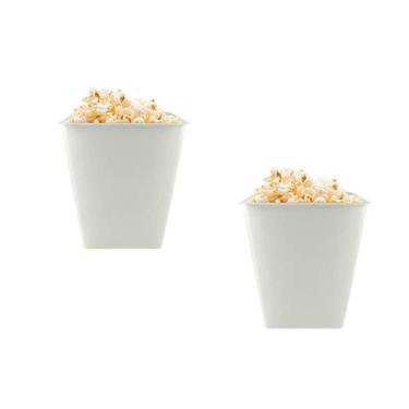 Imagem de Kit 2 Pipoqueira Retrô Branco 2,6L Plástico Premium - Bb Store