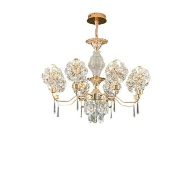 Imagem de Lustre de Cristal de Luxo - Estilo Artístico Pós-Moderno Minimalista | Ideal para Sala de Estar, Quarto Principal, Sala de Jantar e Escritório (8 Lâmpadas)