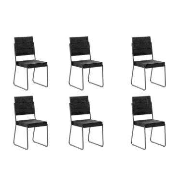 Imagem de Kit 6 Cadeiras De Cozinha 1736 6 Uni Preto- Courano Preto - Carraro