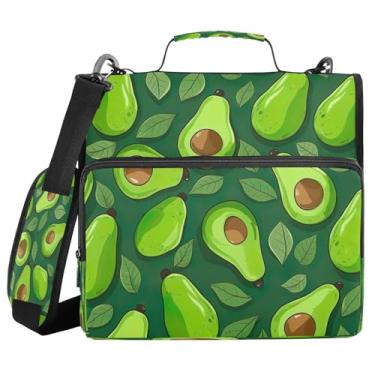 Imagem de Blueangle Fichário pequeno com zíper em fatias de abacate, bolsa de 3 anéis de 3 anéis, comporta 500 páginas, organizador de zíper com vários bolsos com alça ajustável e alça (732)