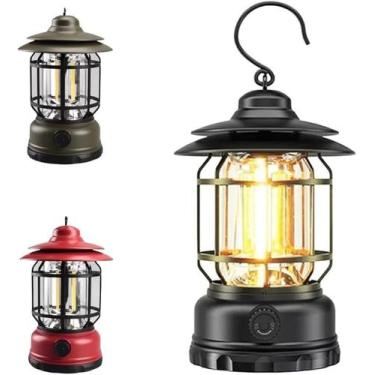 Imagem de Lampião Retrô Lanterna Luminária de LED Recarregável USB Portátil Bivo