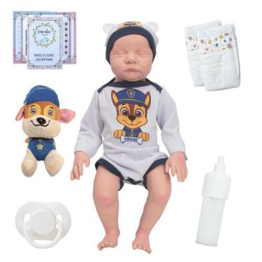 Imagem de Bebê Reborn Menino Realista Dormindo Patrulha Canina Itens - Cegonha R