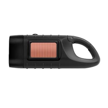 Imagem de Lanterna de manivela movida a energia solar, fonte de alimentação multifuncional para acampamento, luz de emergência LED, geração de energia de iluminação externa (preto texturizado, pequeno)