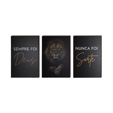 Imagem de QADR105-Kit 3 Quadros Decorativos Nunca Foi Sorte Sempre Foi Deus 40x60cm