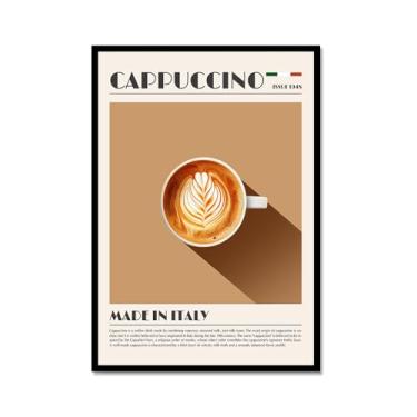 Imagem de Coffee Prints Cafe Latte Espresso Cappuccion Americano Cafe Poster Decoração de Cozinha Pintura em Tela Presente Decoração de Sala de Jantar (SKU2,20.3x30.5 cm = (20x30cm), Moldura de Metal Preto)