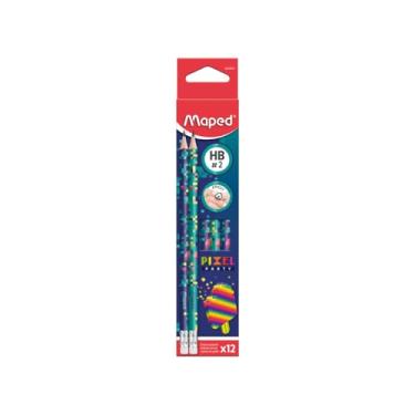 Imagem de Lápis Grafite HB Pixel Party com Borracha, Caixa com 12 Unidades, Maped