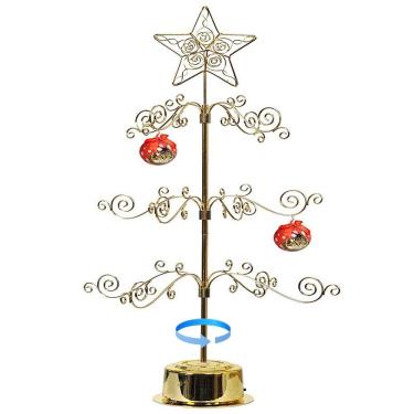 Imagem de HOHIYA – Suporte de árvore de Natal para exibição de enfeite de galinha de metal com bola de vidro para gatos (dourado)