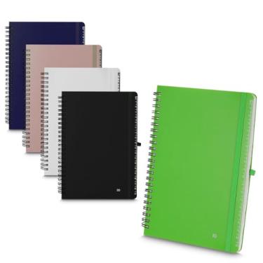 Imagem de Caderno de Anotações A5 c/Suporte de Caneta | 70 Folhas Pautadas Brancas | Capa PP Reciclável Sustentável | Ideal p/Escritório e Escola. (Bege)