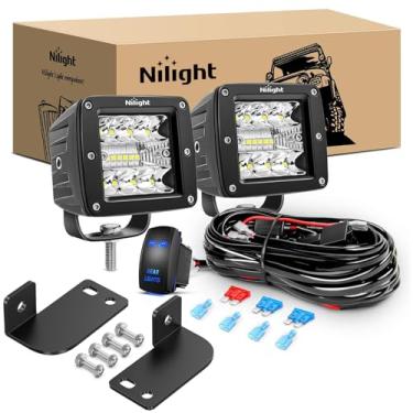 Imagem de Nilight 2Pcs 3 Polegadas Led Pods Cubes Utv Suportes De Montagem De Teto Traseiro Led Backup Luzes De Ré 15Ft Kit De Chicote De Fiação - 2 Cabos Para 2013-2024 Polaris Ranger Full Size 570 800 900 1