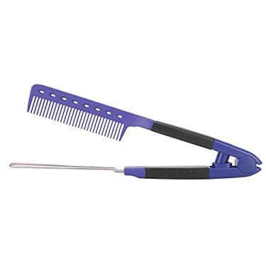 Imagem de Conjunto de pente de alisamento de cabelo, 2 peças, acessório de ferro plano em forma de V, ferramenta de estilo resistente ao calor, azul