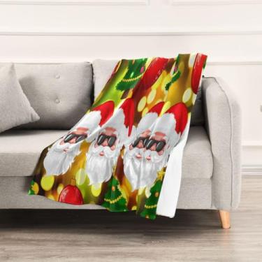 Imagem de Wassud Cobertores e mantas de Natal 152 x 228 cm, cobertor legal de Papai Noel para sofá, cadeira, decoração de casa
