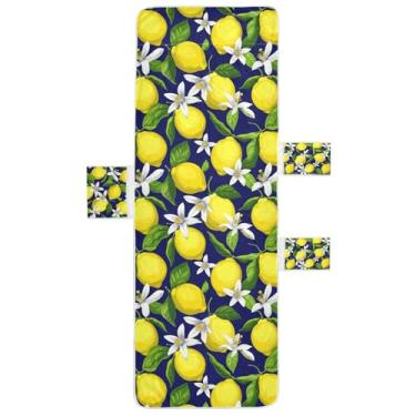 Imagem de STAYTOP Capa de toalha de espreguiçadeira, capa de espreguiçadeira macia de limão amarelo, capas de cadeira de praia com bolsos para jardim ao ar livre, pátio, pátio, banhos de sol, gramado, 215 x 76