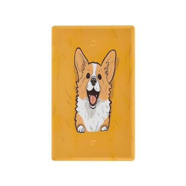 Imagem de Wassud Linda placa de cobertura de interruptor de luz Corgi, 1 capa de tomada em branco, placa de parede, decoração de casa, sala de estar, quarto, decoração