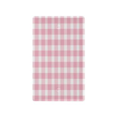 Imagem de Wassud Placa de cobertura de interruptor de luz, capas de tomadas duplas, placa de parede, xadrez fofo, decorativo, decoração de casa, sala de estar, quarto, decoração