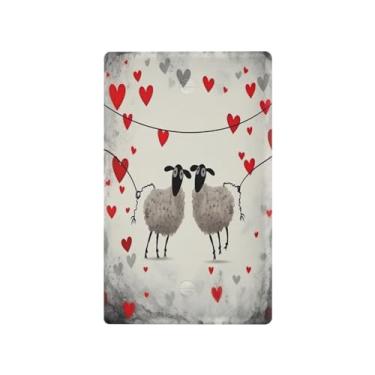 Imagem de Wassud Duas lindas placas de cobertura de interruptor de luz de ovelha, capas de tomadas duplex, placa de parede, decoração de casa, sala de estar, quarto, decoração