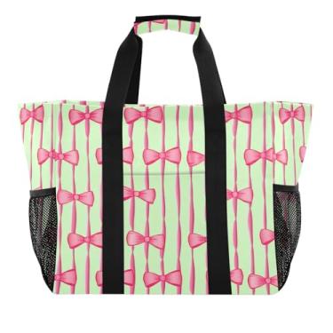 Imagem de Wassud Bows Lines Sacolas de mercearia reutilizáveis grande bolsa organizadora de lona impermeável para praia, piquenique, lavanderia, viagem