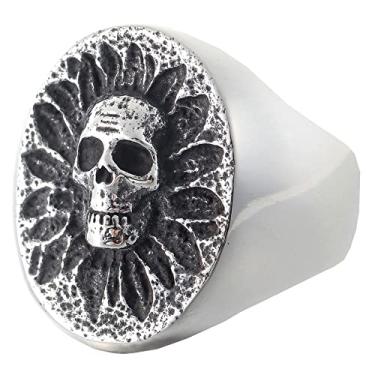 Imagem de ZMY Home 2023 Anel de caveira legal Evil Death Punk Rock anéis de aço inoxidável Aly Style Jewelry, Metal, Sem Pedra Preciosa