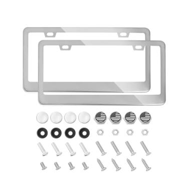 Imagem de HIBEYO Pacote com 2 para moldura de placa de licença Nissan - Ajuste personalizado para Altima, Rogue, Sentra, Murano, Maxima, capa de placa frontal e traseira de metal de 30 x 15 cm com impressões