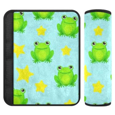 Imagem de Burbuja Capa para cinto de segurança de carro Frogs Stars Protetor de cinto de segurança de carro macio confortável para alça de ombro de assento, 1 par pequeno