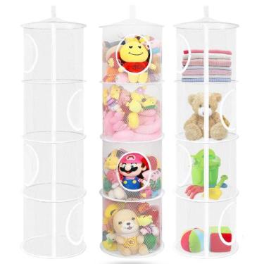 Imagem de Organizador Colgante para Peluches 3 Piezas Rosa Costera y Blanco - co