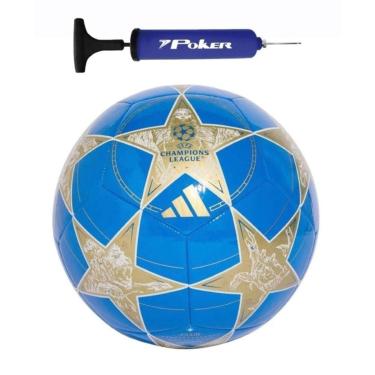 Imagem de Kit Bola Adidas Futebol de Campo UCL Champions League Club + Bomba de Ar Azul-Unissex