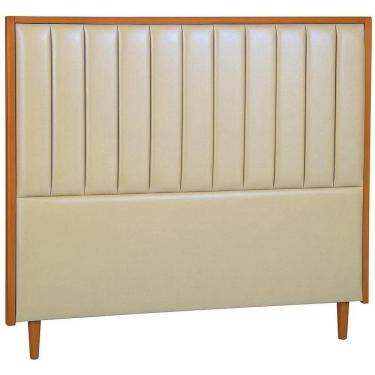 Imagem de Cabeceira Estofada Queen Imperial Couro Bege 160 Cm
