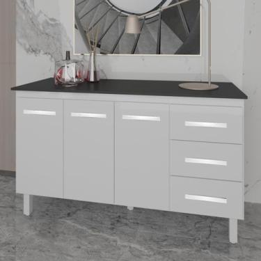 Imagem de Armário Cozinha Gabinete de Pia 160 cm Estela Branco e Tampo Tampão 16