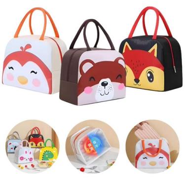 Imagem de 3 Uni De Bolsa Térmica Infantil Lancheira Escolar Passeios Com Alça Es