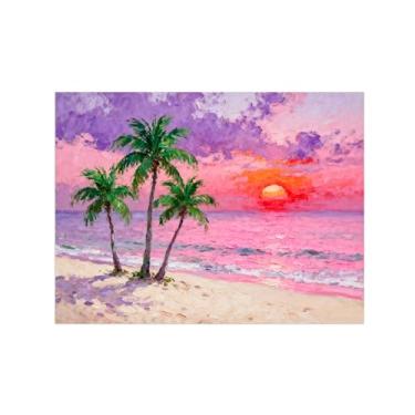 Imagem de Arte de parede paisagem imagem em tela - árvore praia mar decoração moderna pintura - impressões para sala de estar quarto 50 x 65 cm 20 x 26 polegadas sem moldura