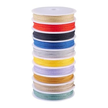 Imagem de 10 rolos/54,6 metros de fios torcidos de poliéster 1 mm pulseira trançada colorida da amizade cordão de miçangas para artesanato faça você mesmo, joias, nó chinês