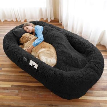 Imagem de Cama de cachorro humano, 189 x 113 x 30 cm, tamanho adequado para você e animais de estimação, cama de cachorro de pele sintética lavável para pessoas que cochilam, cama ortopédica para cochilos,
